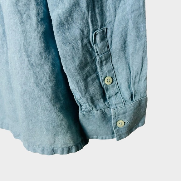 Madewell Linen Long-Sleeve Button-Up Shirt Light Blue Men's Medium NR329 Casual - Picture 10 of 13